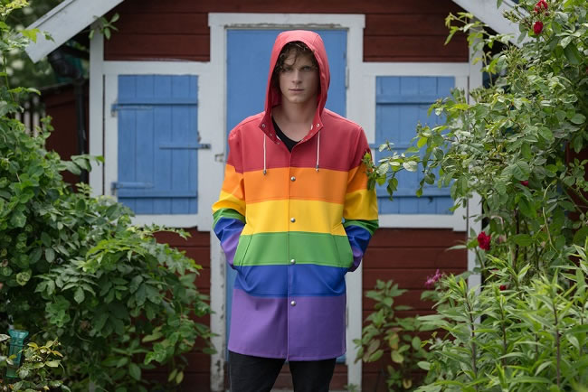 Stutterheim Vladimir rainbow rubber raincoat