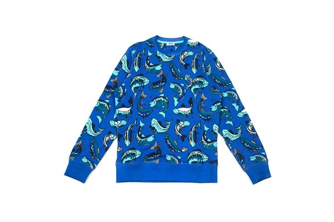 "The all-over fish print sweater" 